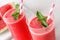 Tasty summer watermelon drink with mint