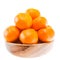 Tasty Sweet Tangerine Orange Mandarin Fruit in wooden bowl