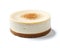 Tasty tiny round classic cheesecake on a white background, Generative AI