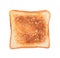 Tasty toasted bread on white background, top view