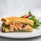 Tasty Toasted Salmon Sandwich On Neutral Background