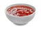 Tasty tomato sauce in bowl on white background