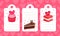 Tasty Valentine Sweet Pink Dessert Tags and Label Design Vector Template