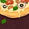 Tasty Vector Pizza on Wooden Table