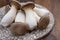 Tasty vegetarian food, fresh organic Pleurotus eryngii king trumpet mushrooms