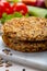 Tasty vegetarian food, raw burgers made from lentils legumes with vegetables ready for cooking