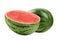 Tasty whole and cut watermelon on white background