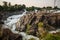 The Tat Somphamit Waterfall at sundown, Don Khon, Si Phan Don, Champasak Province, Laos