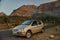 TATA Indica car parked on road of malshej Ghat in western Ghats thane district Maharashtra