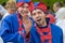 TATARSK, RUSSIA: JUNE 27, 2013 - The Culture Olympics competition of Novosibirsk region. Men in russian Strelets uniform