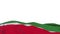 Tatarstan fabric flag waving on the wind loop. Tatarstan embroidery stiched cloth banner swaying on the breeze. Half-filled white