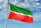 Tatarstan region of Russia Flag waving with sky on background realistic 3d illustration