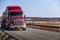 Tatarstan, Russia, Interstate Highway M7  - Apr 14th 2021. Auto Petrol tanker of the Peterbilt brand move along the federal