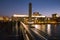 Tate Gallery Museum and River Thames at Dusk with Moon Crescent