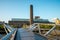 Tate Modern Exhibition centre on South Bank of Thames river, view from Millennium bridge