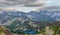 Tatra Mountain view to group of glacial lakes from path Kasprowy Wierch to Swinica mount, Poland