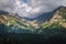 Tatra mountains, hiking photo. Clouds and edit space