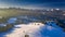 Tatra mountains at sunrise in winter, aerial view