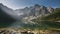 Tatra National Park, Poland. Famous Mountains Lake Morskie Oko Or Sea Eye Lake In Summer Morning Sunrise. Beautiful