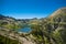 Tatras mountains, Valley of five ponds. View on mountains and two lakes.