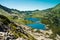 Tatras mountains, Valley of five ponds. View on mountains and two lakes.