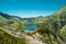 Tatras mountains, Valley of five ponds. View on mountains and two lakes.