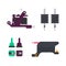 Tattoo equipment and professional bottles with ink vector