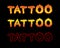 Tattoo fire letters. Flame lettering. Comics font