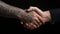 Tattoo Handshake two businessmen signifies successful agreement Black Background. Generative AI