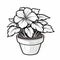 Tattoo-inspired White Drawing Of Plant In Pot With Realistic Light And Color