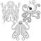 Tattoo Octopus set. Hand drawn zentangle tribal Octopuses for ad