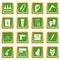 Tattoo parlor icons set green