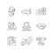 Tattoo and piercing creation linear icons set