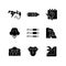 Tattoo and piercing instruments black glyph icons set on white space