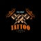 Tattoo studio logo design template estd 1987, retro styled emblem with tattoo machine vector Illustration