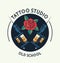 Tattoo studio machines with rose image artistic