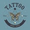 Tattoo studio poster. Classic and vintage tattoo. Butterfly, astrological symbols, phases of moon and sacred geometry.
