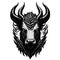 Tattoo style rage bull head front view logo emblem