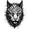 Tattoo style rage wild cat head front view logo emblem