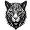 Tattoo style rage wild cat head front view logo emblem