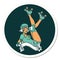 tattoo style sticker of a pinup roller derby girl with banner