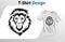 Tattoo stylized lion face t-shirt print. Mock up t-shirt design template. Vector template, isolated on white background.