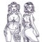 Tattooed bikini girls monochrome label