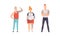 Tattooed or Inked Man and Woman in Standing Pose Vector Set