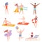 Tattooed People Characters in Swimming Suit Resting on Beach Vector Illustration Set