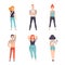 Tattooed people set. Different young people with tattoos, body positive flat vector illustration