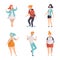 Tattooed people set. Different young people with tattoos flat vector illustration