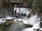 Taughannock Falls creek drop off in winter in glacial gorge