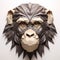 Taupe Ape: Minimalism Wall Art With Polygonal Chimpanzee Sculpture