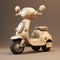 Taupe Cartoon Scooter In Pokemon Style - 3d Cgi Art